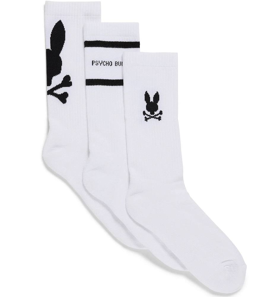 Psycho Bunny Intarsia-Knit Bunny-Pattern Sports Socks 3-Pack