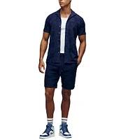 Psycho Bunny Kelvin Jacquard Terry Cloth Short Sleeve Woven Camp Shirt