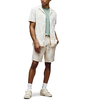 Psycho Bunny Kelvin Jacquard Terry Cloth Short Sleeve Woven Camp Shirt
