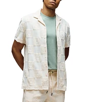 Psycho Bunny Kelvin Jacquard Terry Cloth Short Sleeve Woven Camp Shirt