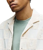 Psycho Bunny Kelvin Jacquard Terry Cloth Short Sleeve Woven Camp Shirt