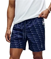 Psycho Bunny Ken Printed Pattern 5 3/4#double; Inseam Swim Trunks