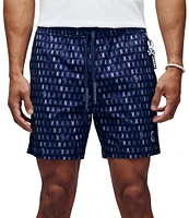 Psycho Bunny Ken Printed Pattern 5 3/4#double; Inseam Swim Trunks