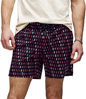 Psycho Bunny Ken Printed Pattern 5 3/4#double; Inseam Swim Trunks