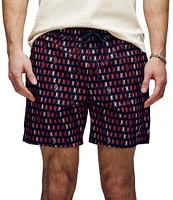 Psycho Bunny Ken Printed Pattern 5 3/4#double; Inseam Swim Trunks