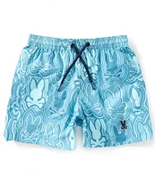 Psycho Bunny Little/Big Boys 5-20 Chuck Allover-Bunny-Printed Swim Trunks