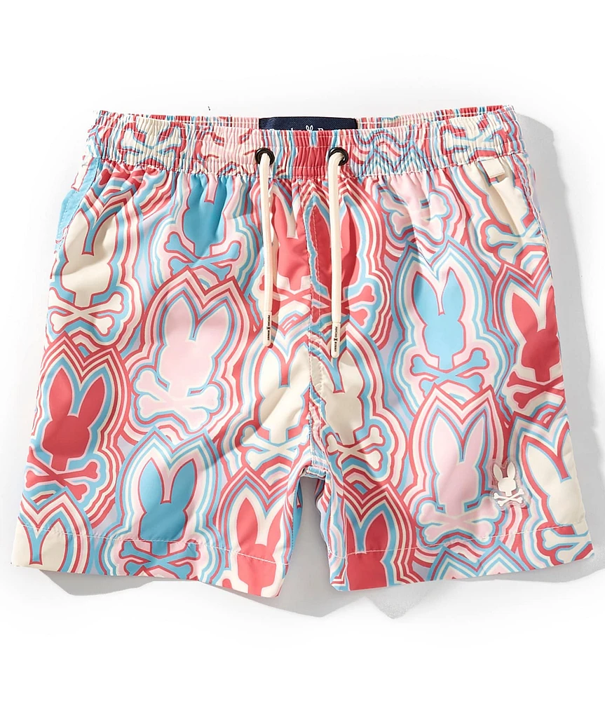 Psycho Bunny Little/Big Boys 5-20 Chuck Allover-Bunny-Printed Swim Trunks