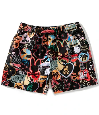 Psycho Bunny Little/Big Boys Marco Mixed-Media Swim Trunks
