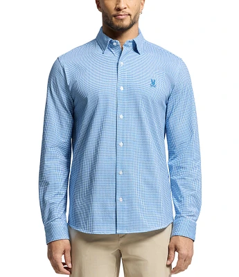 Psycho Bunny Manson Classic Fit Spread Collar Patterned Stretch Knit Dress Shirt