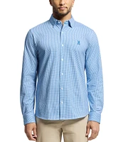 Psycho Bunny Manson Classic Fit Spread Collar Patterned Stretch Knit Dress Shirt