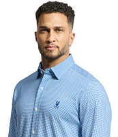 Psycho Bunny Manson Classic Fit Spread Collar Patterned Stretch Knit Dress Shirt
