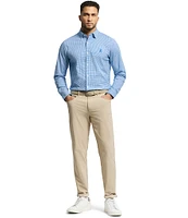 Psycho Bunny Manson Classic Fit Spread Collar Patterned Stretch Knit Dress Shirt