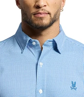 Psycho Bunny Manson Classic Fit Spread Collar Patterned Stretch Knit Dress Shirt