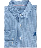Psycho Bunny Manson Classic Fit Spread Collar Patterned Stretch Knit Dress Shirt