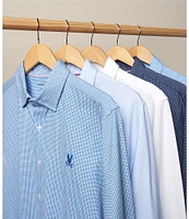 Psycho Bunny Manson Classic Fit Spread Collar Patterned Stretch Knit Dress Shirt