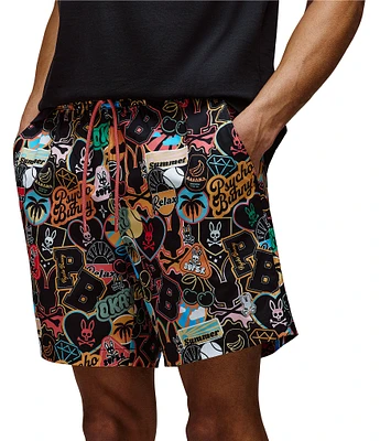 Psycho Bunny Marco Printed Pattern 5 3/4#double; Inseam Swim Trunks