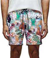 Psycho Bunny Marco Printed Pattern 5 3/4#double; Inseam Swim Trunks