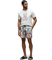 Psycho Bunny Marco Printed Pattern 5 3/4#double; Inseam Swim Trunks