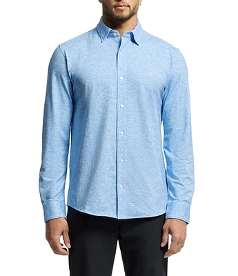Psycho Bunny Nathan Classic Fit Spread Collar Solid Stretch Knit Dress Shirt