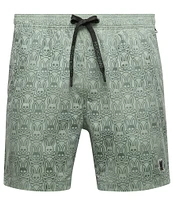 Psycho Bunny Samos Hydro Chromic 5 3/4#double; Inseam Printed Swim Trunks