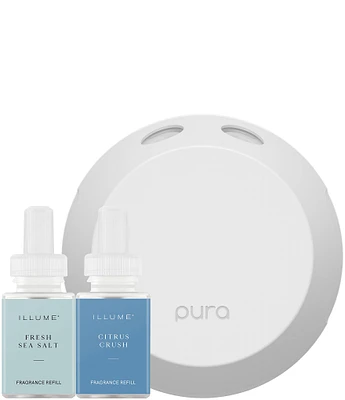 Pura 4 Smart Fragrance Diffuser x Illume Fresh Sea Salt/Citrus Crush Set