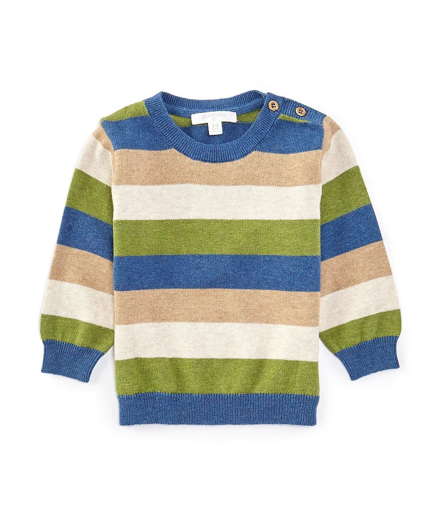 Purebaby® Baby Boys Newborn-24 Months Long Sleeve Striped Wool-Blend Sweater