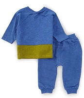 Purebaby® Baby Boys Newborn-24 Months Long-Sleeve Under The Stars Slub-Jersey T-Shirt & Solid Slouchy Jogger Pant Set