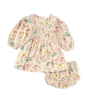 Purebaby® Baby Girls Newborn-24 Months Blouson Sleeve Lily Pad Printed Fit & Flare Dress