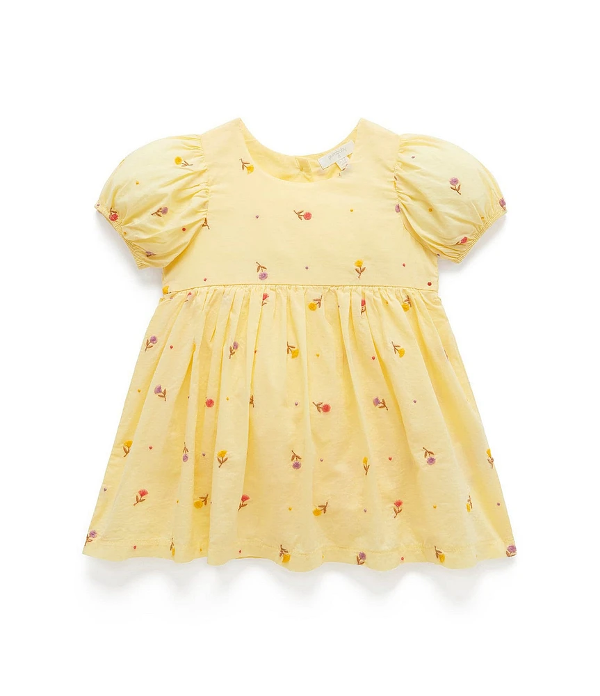PureBaby® Baby Girls Newborn-24 Months Short-Sleeve Floral-Embroidered Skirted Bodysuit