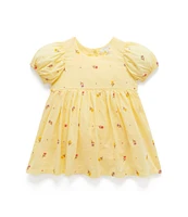 PureBaby® Baby Girls Newborn-24 Months Short-Sleeve Floral-Embroidered Skirted Bodysuit