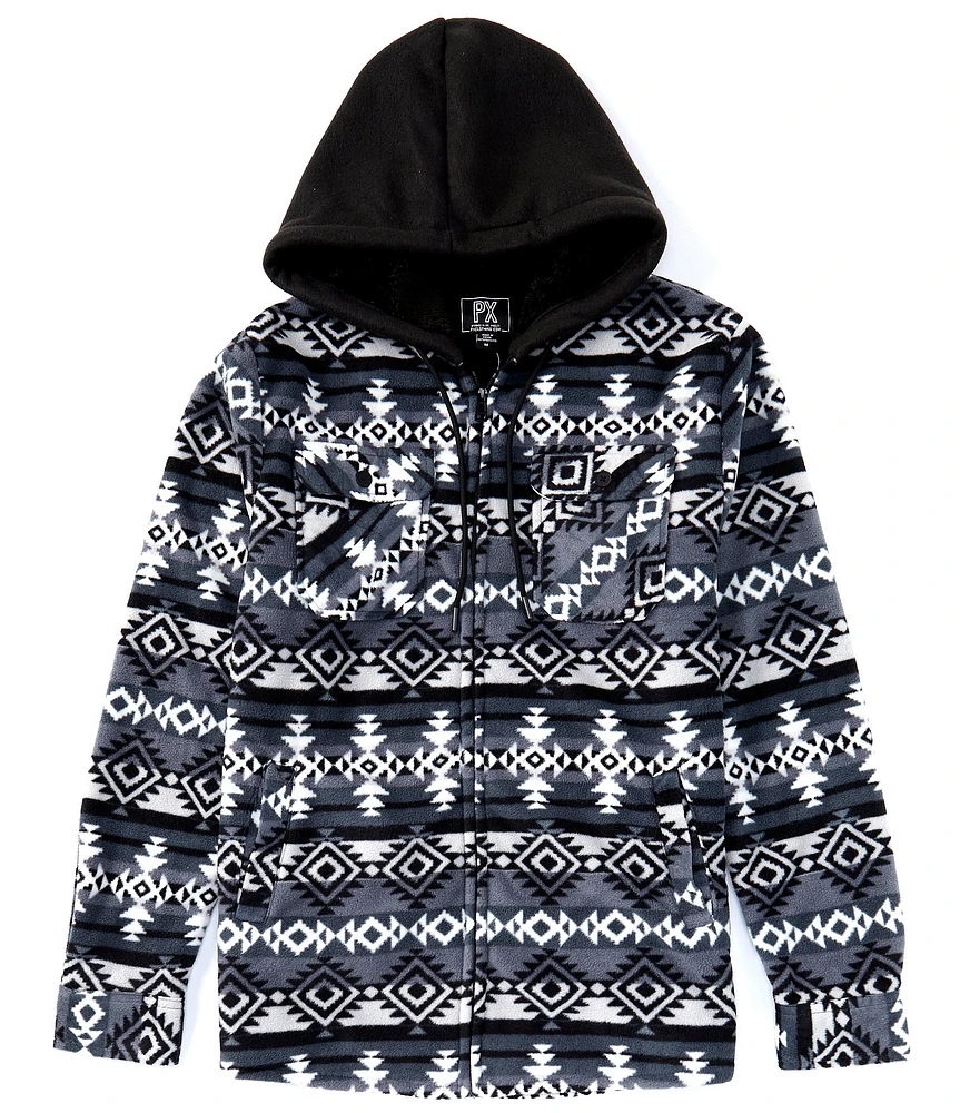 PX Clothing Long Sleeve Printed Fleece Hooded Jacket