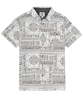 PX Clothing Short Sleeve Bandana Print Peached Poplin Shirt