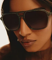 QUAY Unisex On The Fly Large 57mm Aviator Sunglasses