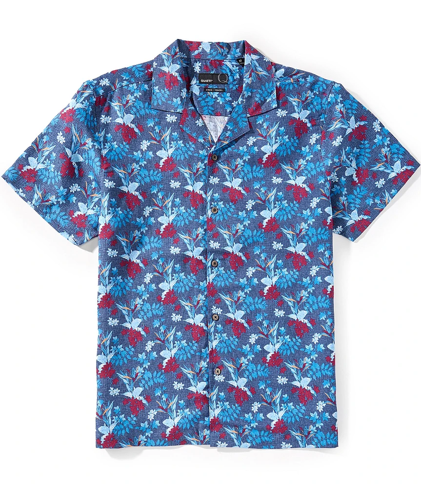 Quieti Floral Print Short Sleeve Woven Camp Shirt