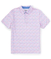 Quieti Geo Print Short Sleeve Polo Shirt