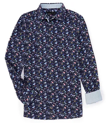 Quieti Performance Stretch Floral Print Long Sleeve Woven Shirt