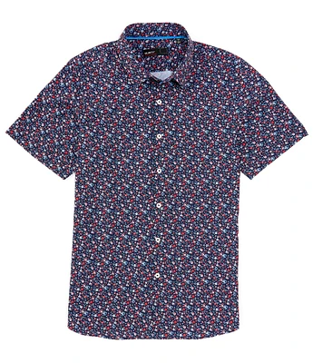 Quieti Performance Stretch Floral Print Short Sleeve Woven Shirt