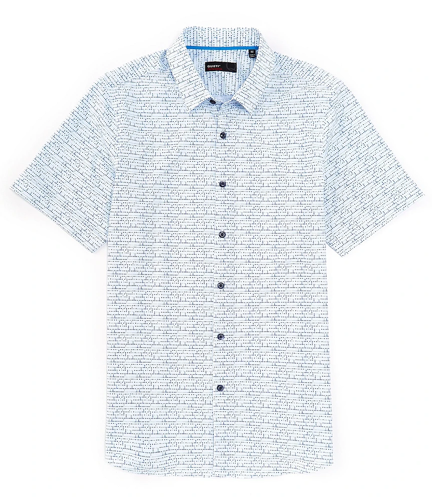 Quieti Performance Stretch Geo Print Short Sleeve Woven Shirt