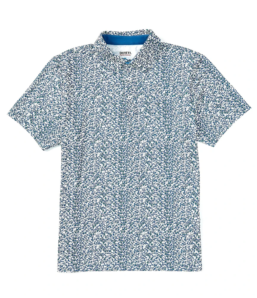 Quieti Small Floral Print Short Sleeve Polo Shirt