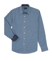 Quieti Stretch Cube Print Long Sleeve Woven Shirt