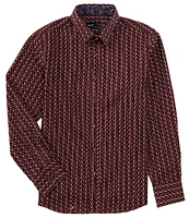 Quieti Stretch Flock Print Long Sleeve Woven Shirt