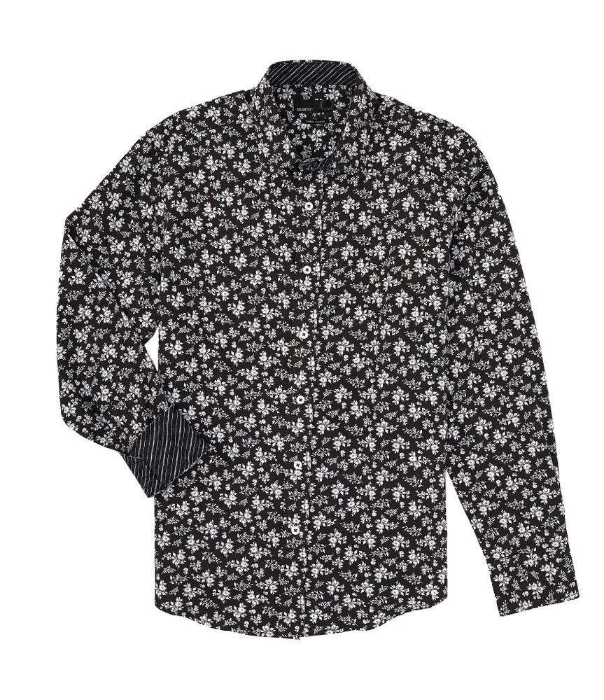 Quieti Stretch Floral Print Long Sleeve Woven Shirt