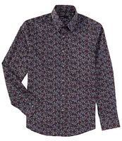 Quieti Stretch Leaves Print Long Sleeve Woven Shirt