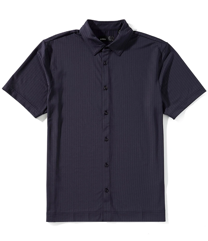 Quieti Tonal Stripe Stretch Short Sleeve Woven Shirt