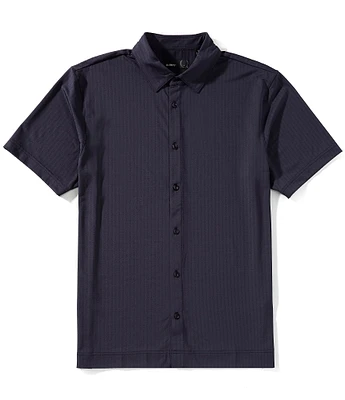 Quieti Tonal Stripe Stretch Short Sleeve Woven Shirt