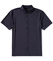 Quieti Tonal Stripe Stretch Short Sleeve Woven Shirt