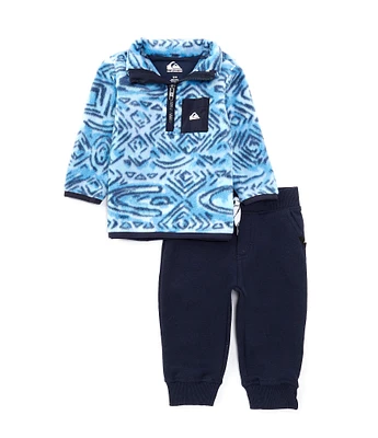 Quiksilver Baby Boys 12-24 Months Allover Printed Polar Fleece Zip Top & Jogging 2-Piece Set