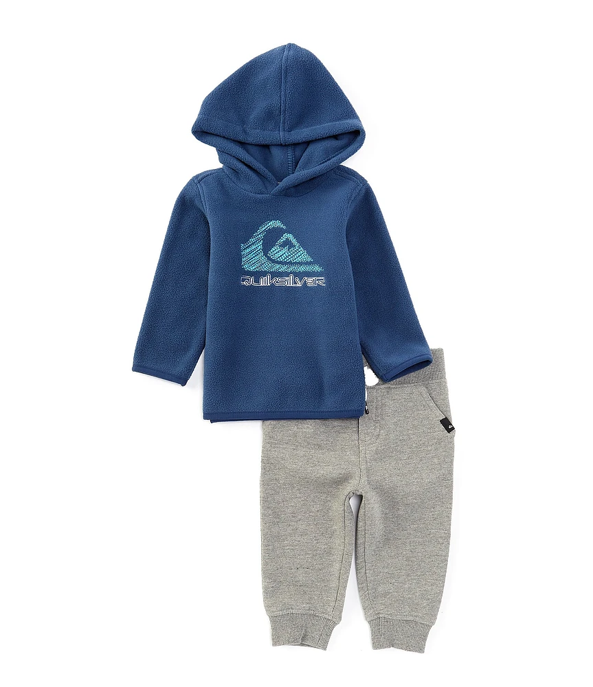 Quiksilver Baby Boys 12-24 Months Long Sleeve Icon Logo Fleece Hoodie & Coordinating Jogger Pant Set