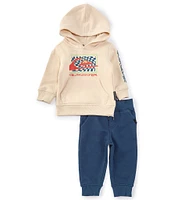 Quiksilver Baby Boys 12-24 Months Long Sleeve Graphic Logo Fleece Hoodie & Coordinating Jogger Pant Set