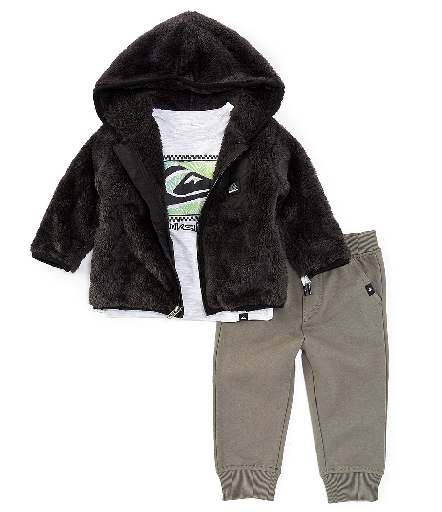 Quiksilver Baby Boys 12-24 Months Sherpa Hoody Jacket A Short Sleeve Top & Jogging 3-Piece Set